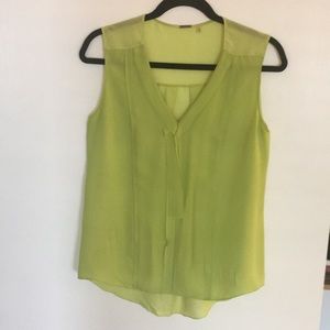 Tahari lime green silk sleeveless business blouse